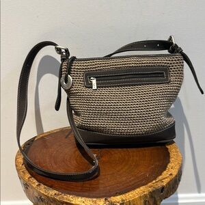 The Sak Brown Crossbody Small Woven Bag Adjustable Strap EUC